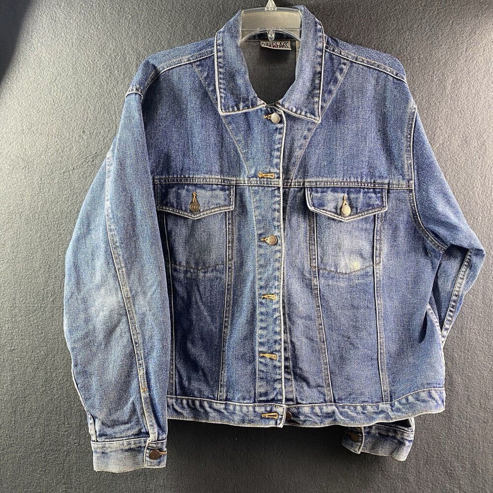 Vintage Bill Blass Jeans Denim Jacket Size XL Medium Wash Chest Pockets 90s